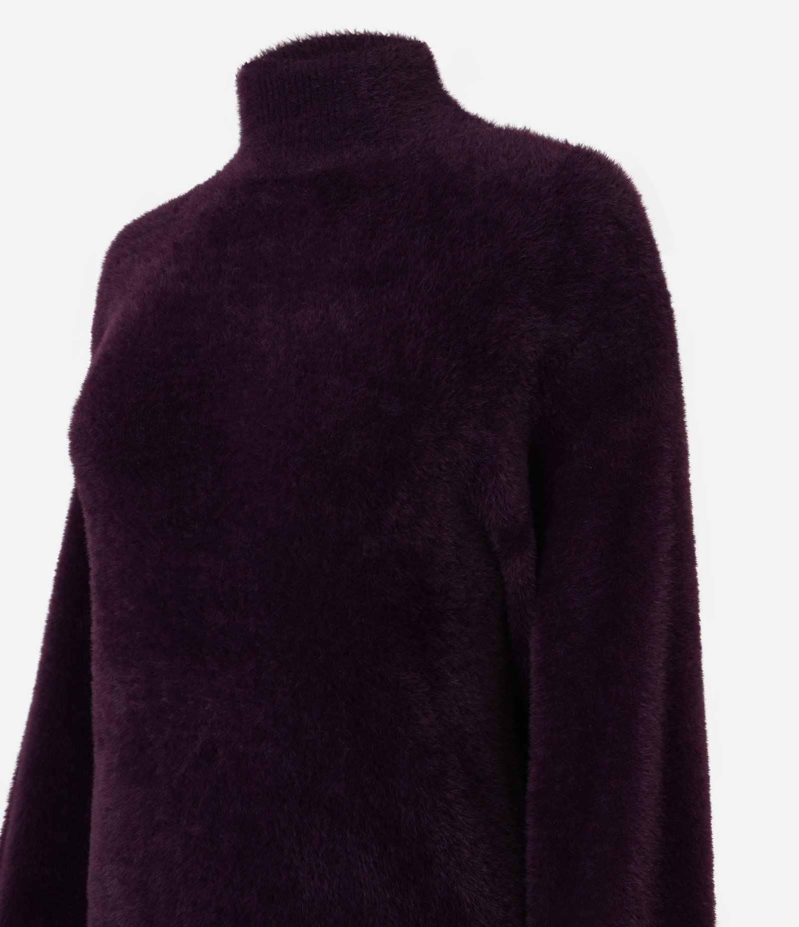 Suéter em Poliamida Peluciada com Gola Alta Vinho 7