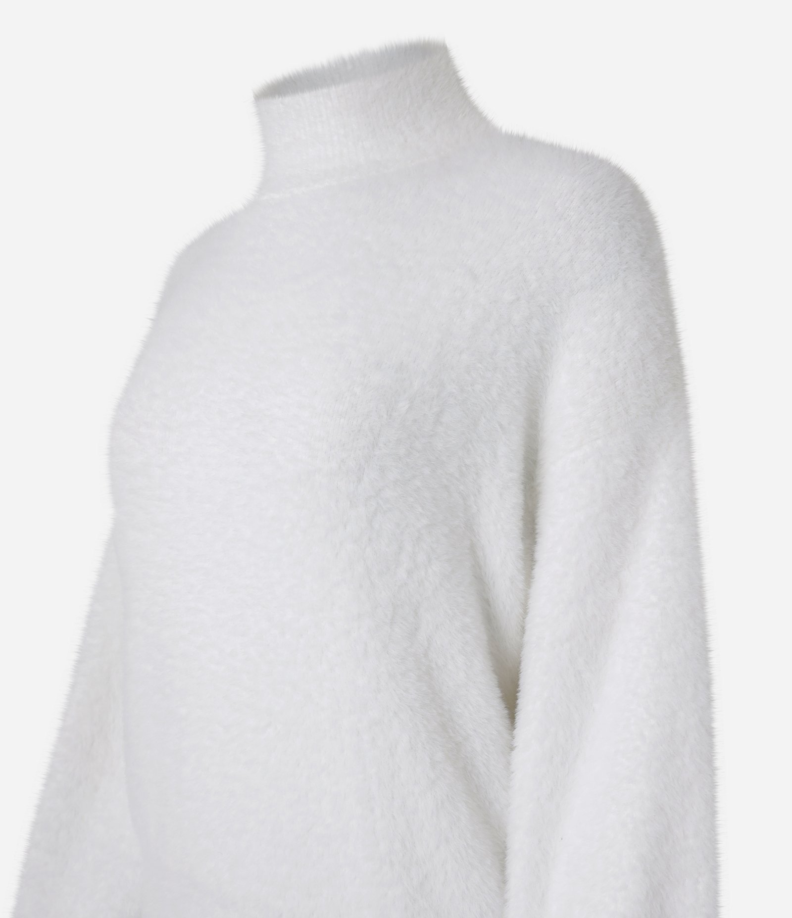 Suéter em Poliamida Peluciada com Gola Alta Branco 2