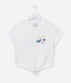 Camiseta Infantil com Estampa do Stitch e Amarração - Tam 5 a 14 Anos