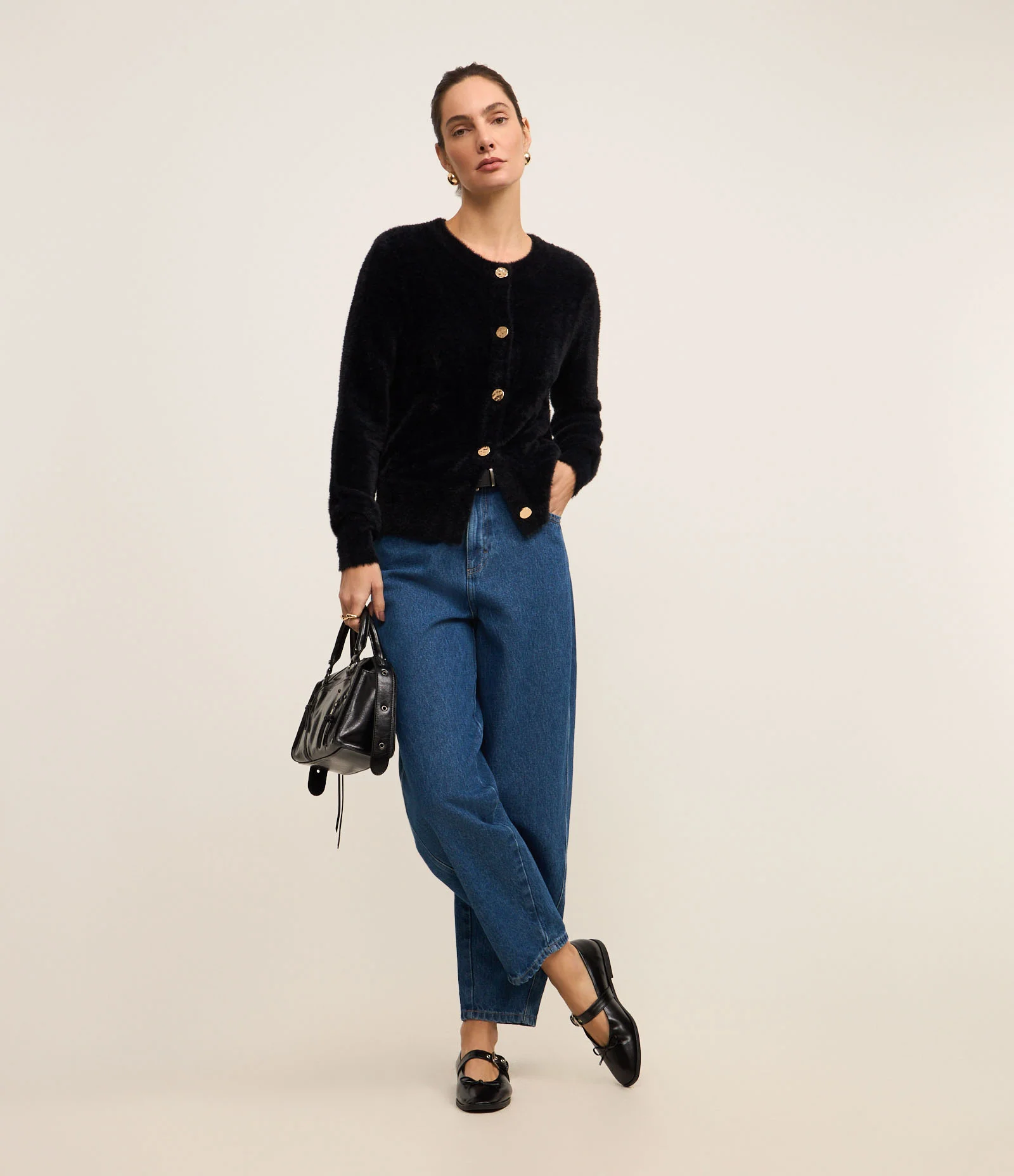 Cardigan em Poliamida Peluciada com Punhos Largos 2