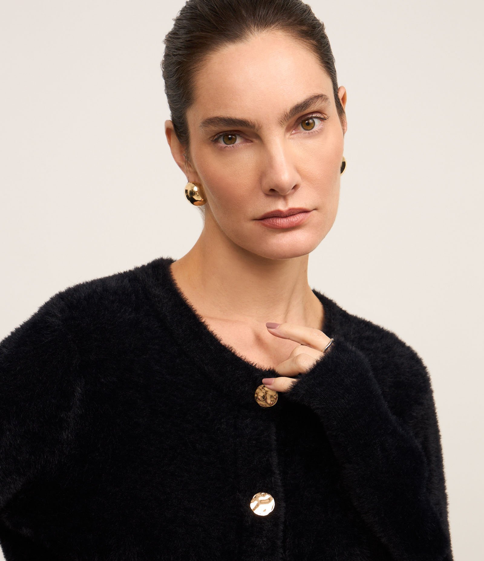 Cardigan em Poliamida Peluciada com Punhos Largos 5