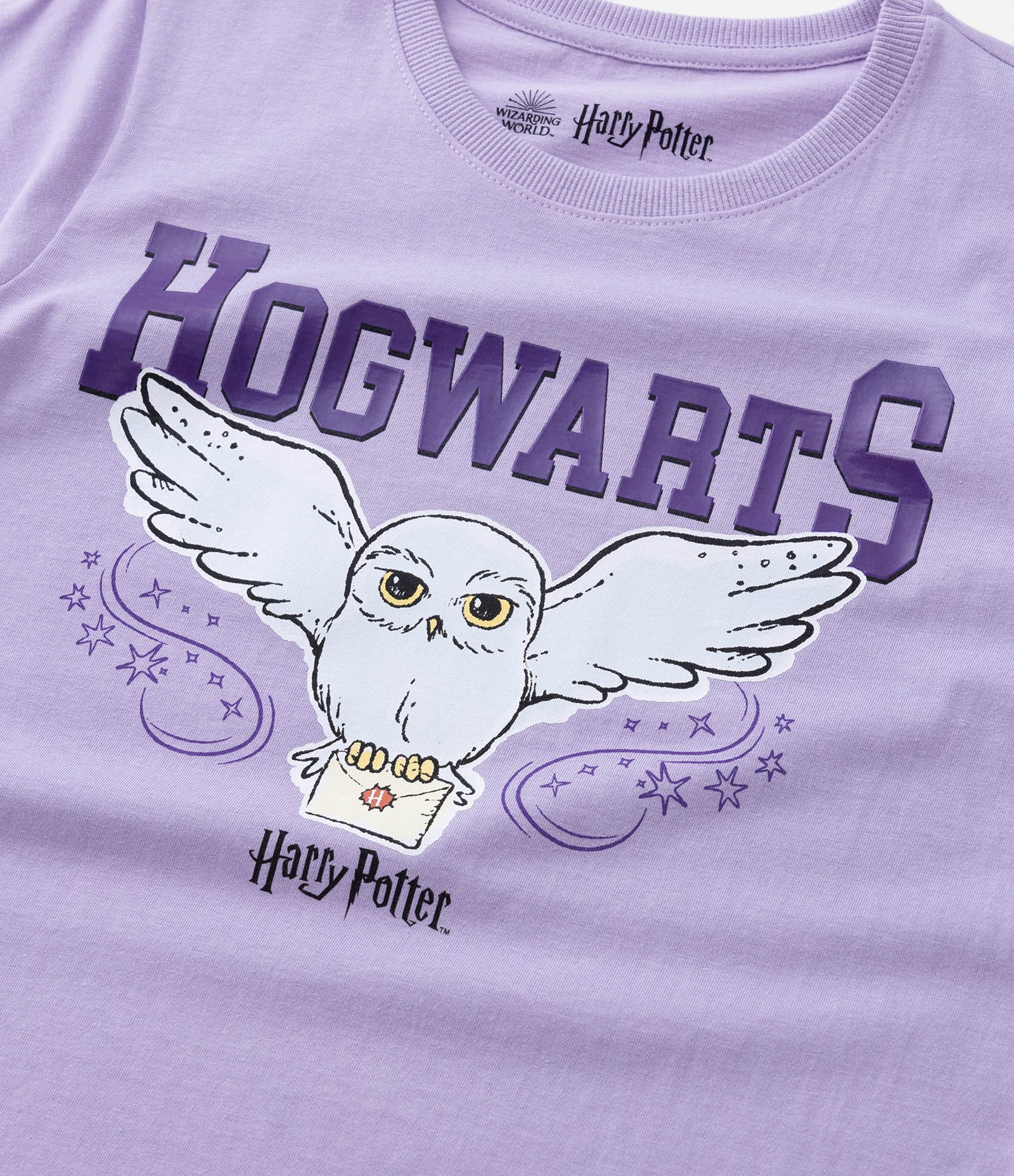 Camiseta Infantil com Estampa Hogwarts - Tam 7 a 14 Anos Lilás 4