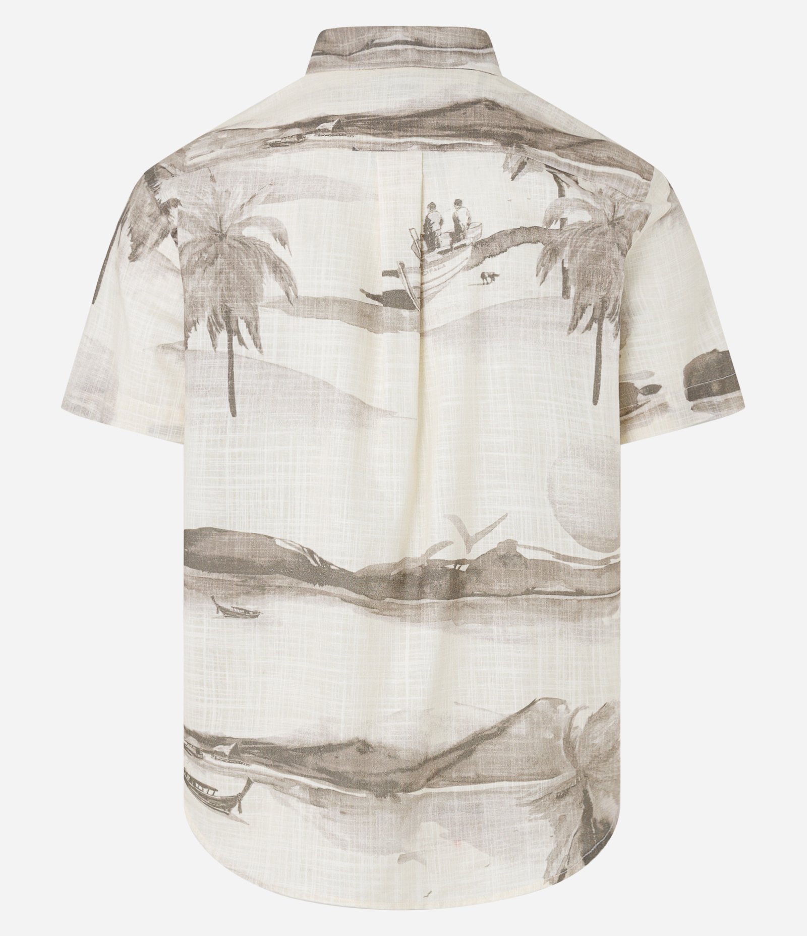 Camisa Regular em Voil com Estampa de Praia Off White 7