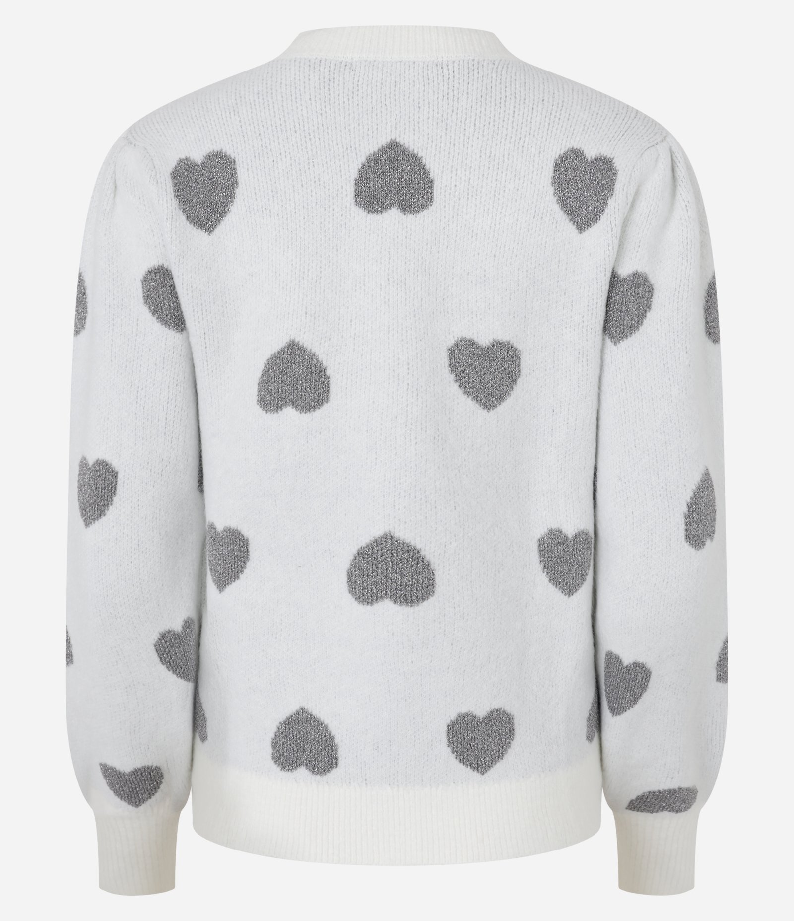 Suéter em Tricô com Corações Estampados e Punho Largo Branco 8