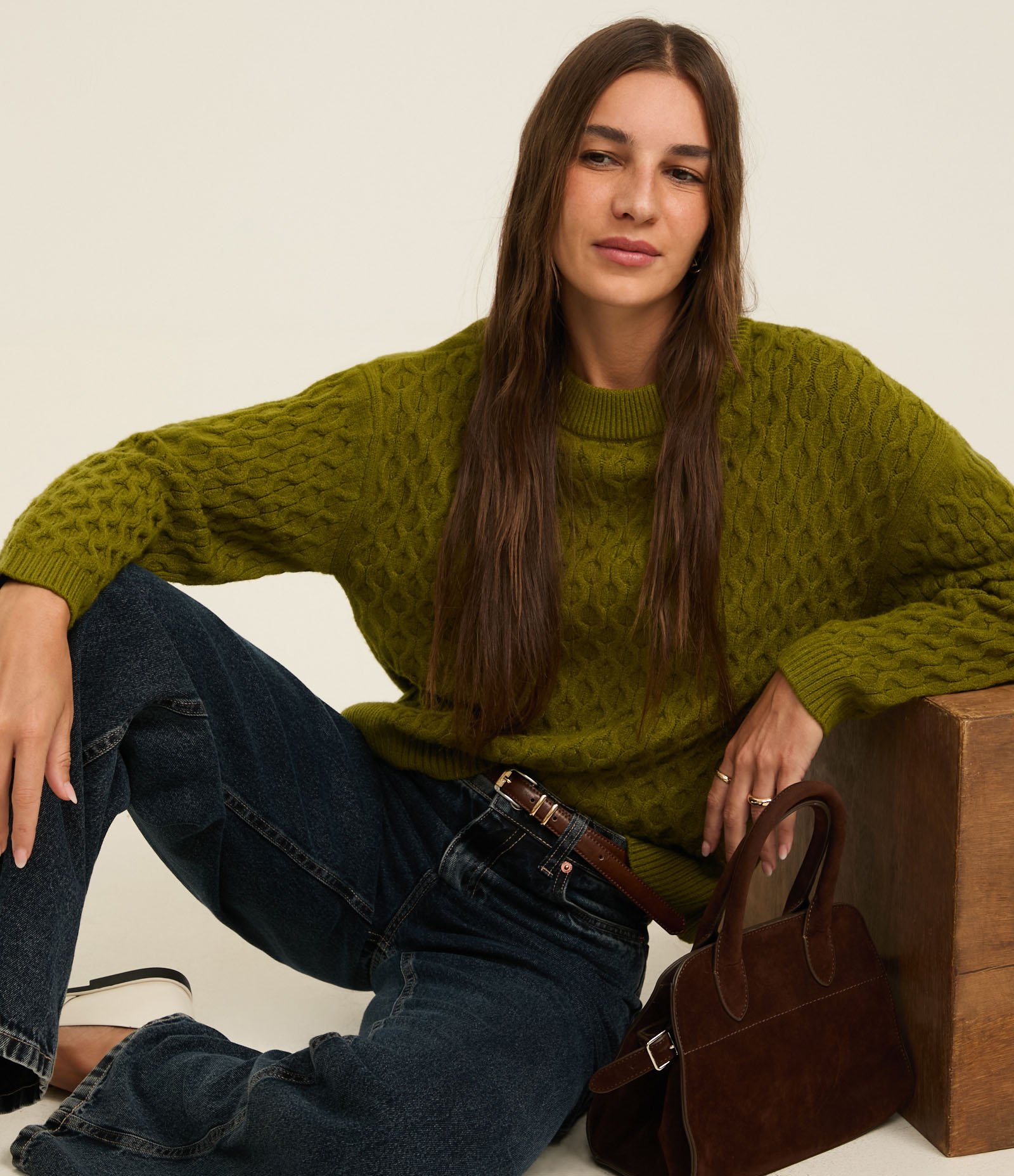 Suéter Manga Longa em Tricot com Textura Colmeia Verde 6