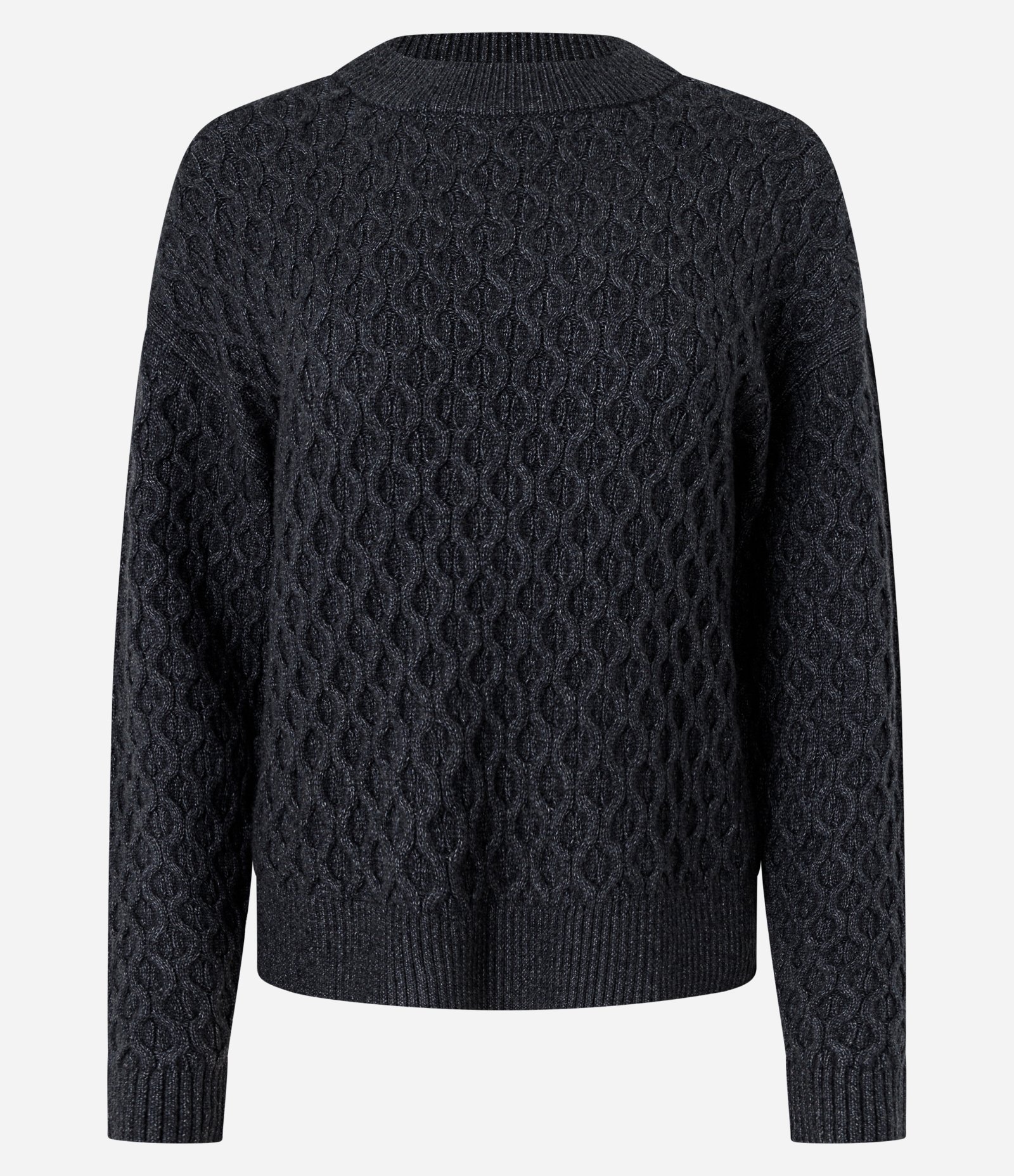 Suéter Manga Longa em Tricot com Textura Colmeia Cinza 7