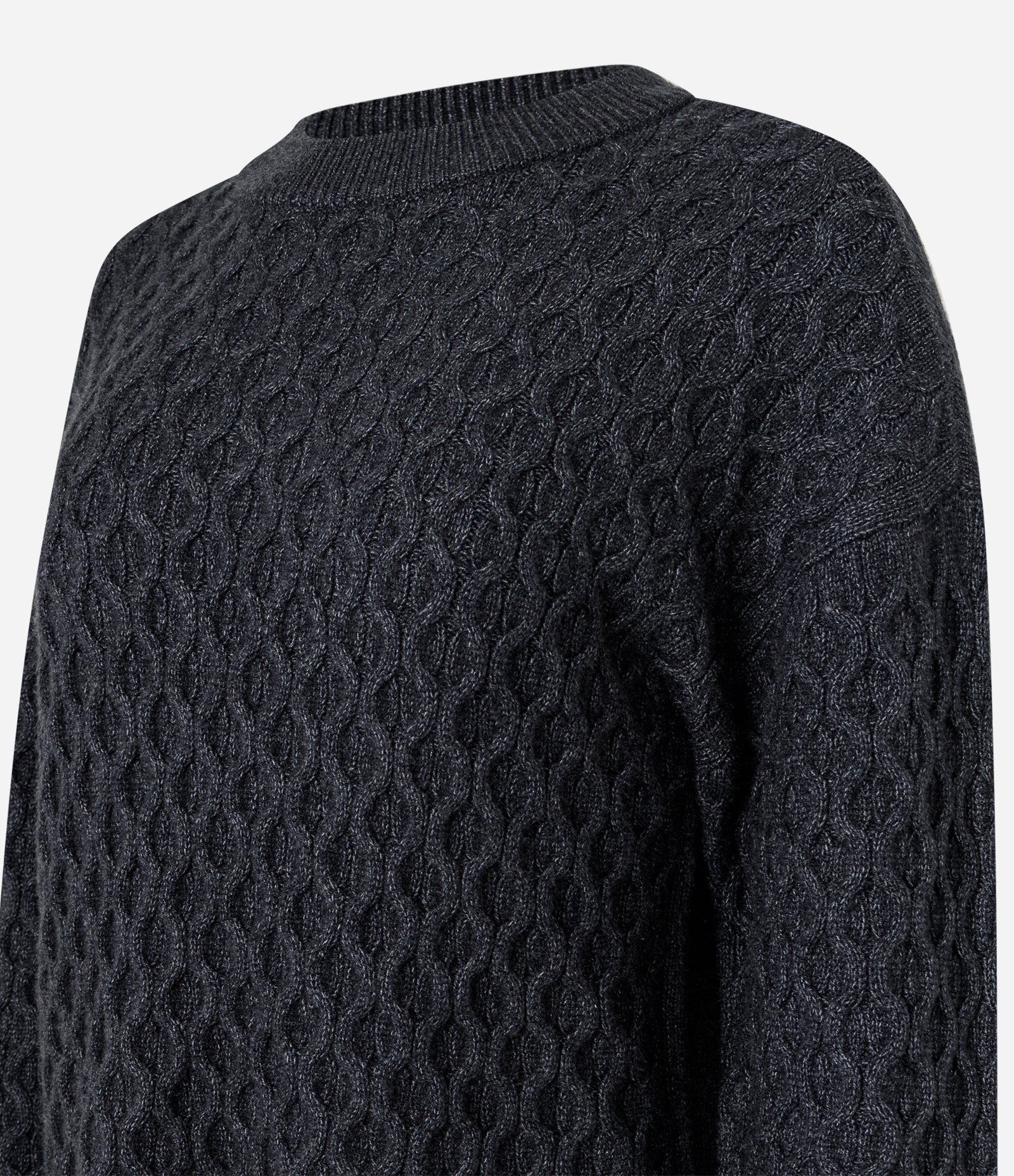 Suéter Manga Longa em Tricot com Textura Colmeia Cinza 8