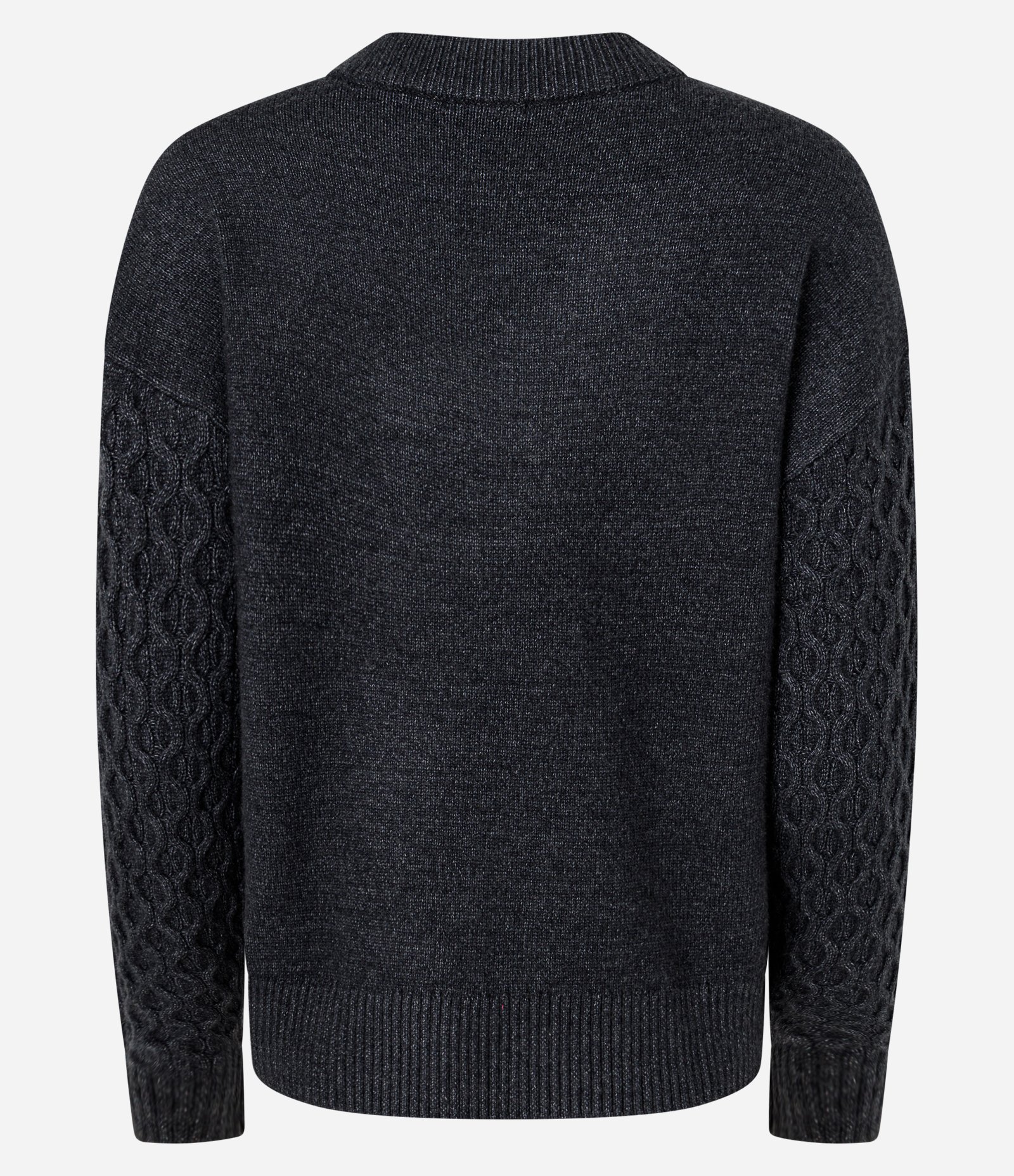 Suéter Manga Longa em Tricot com Textura Colmeia Cinza 9