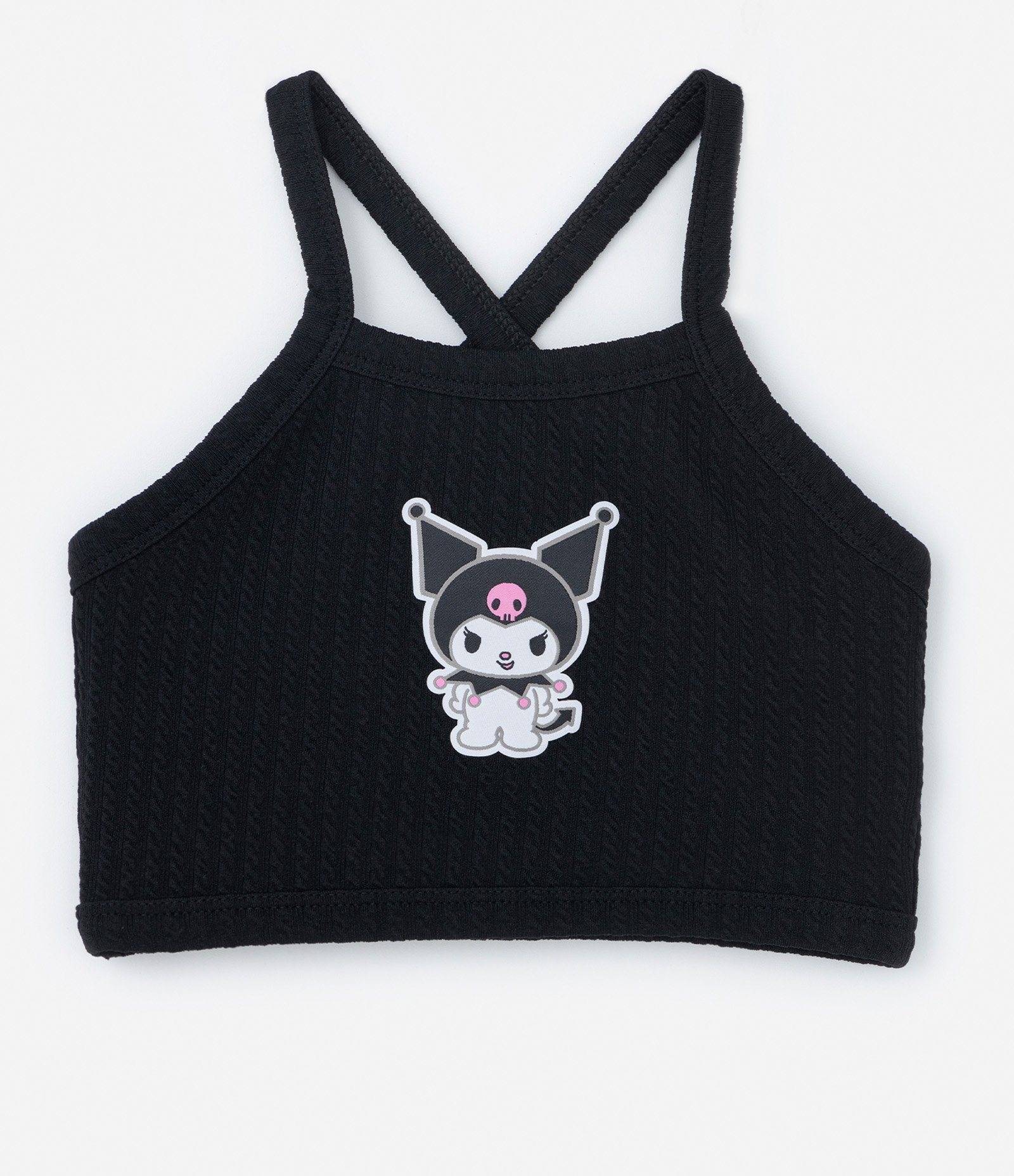 Biquíni Infantil com Proteção UV e Estampa Kuromi - Tam 5 a 14 Anos Preto 3