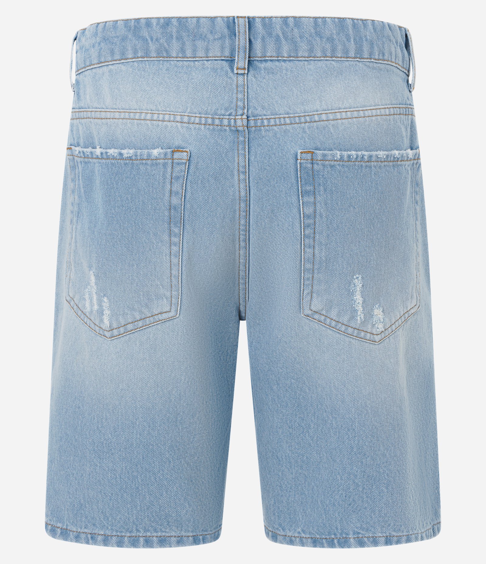 Bermuda Slim em Jeans Denim Destroyed e Barra a Fio Jeans Claro 6
