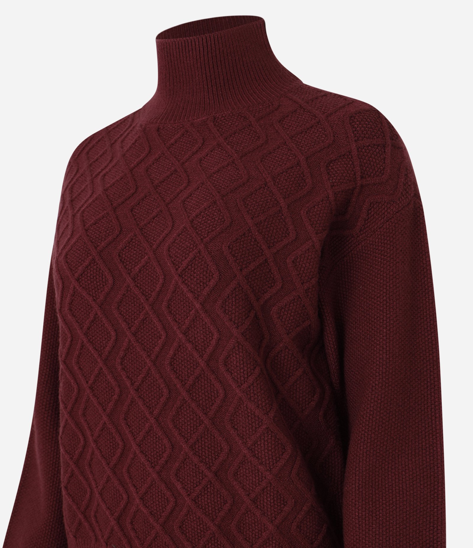 Suéter em Tricot com Gola Alta e Bordado de Losangos Vermelho 6