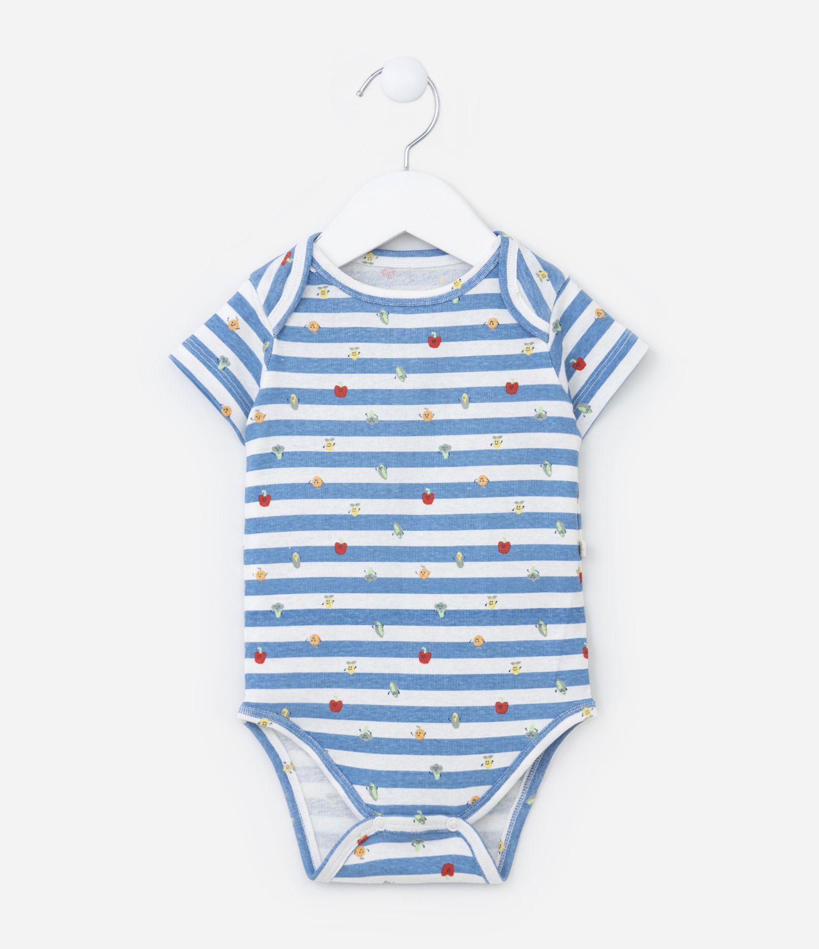 Body Infantil com Estampa Frutinhas e Listras - Tam  RN a 24 meses Azul 1