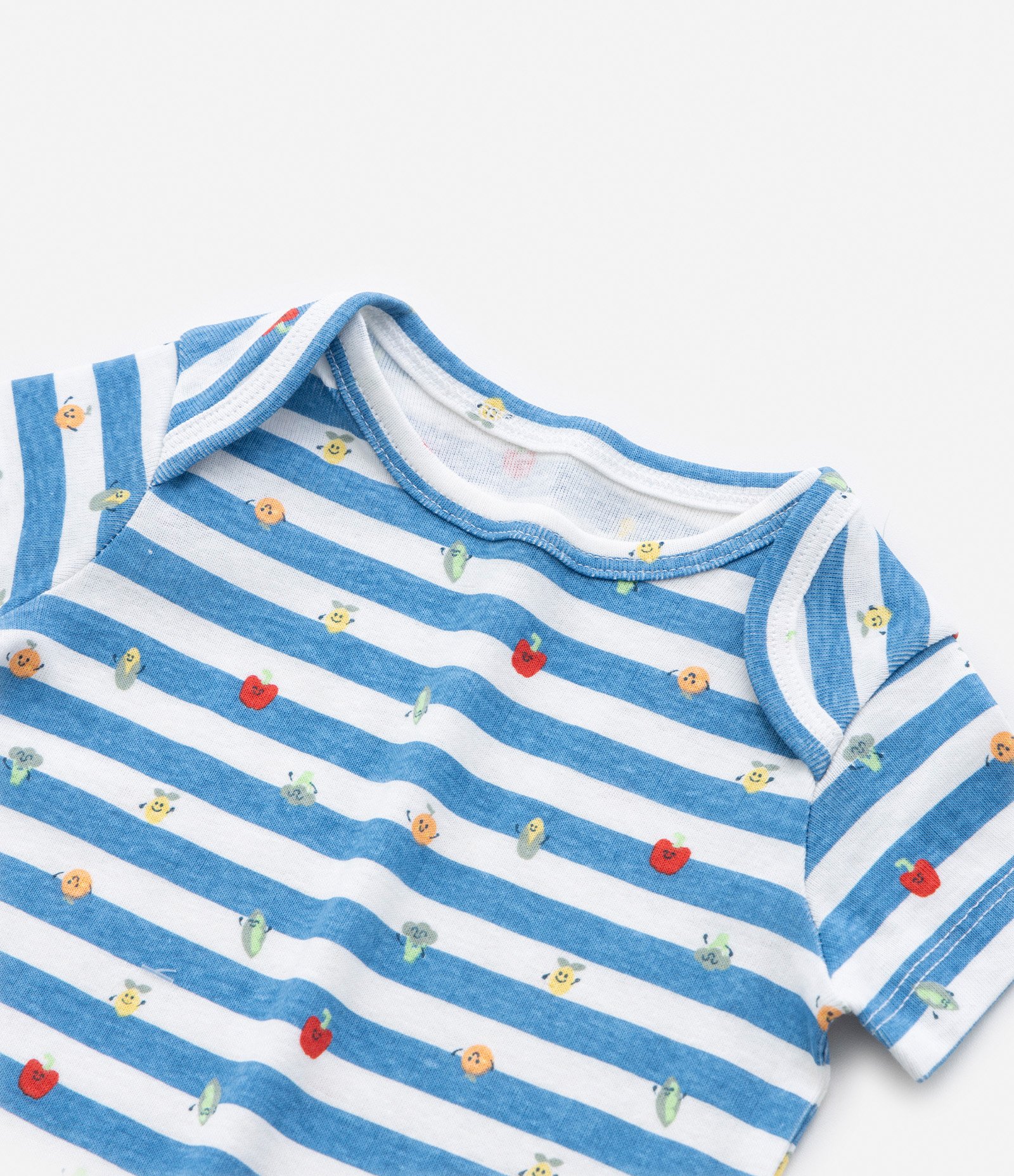 Body Infantil com Estampa Frutinhas e Listras - Tam  RN a 24 meses Azul 6