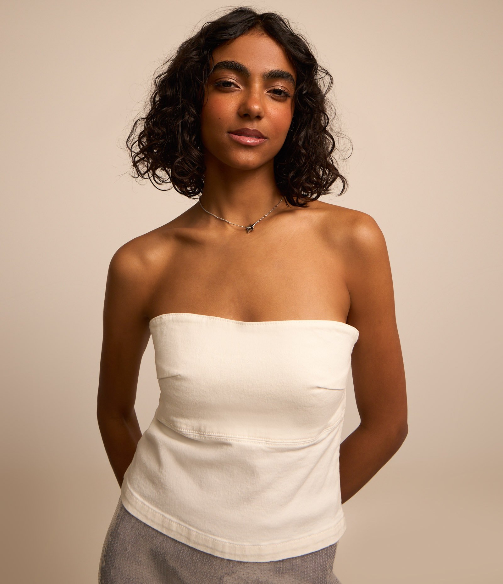 Blusa em Sarja Tomara que Caia com Zíper na Lateral Branco 3