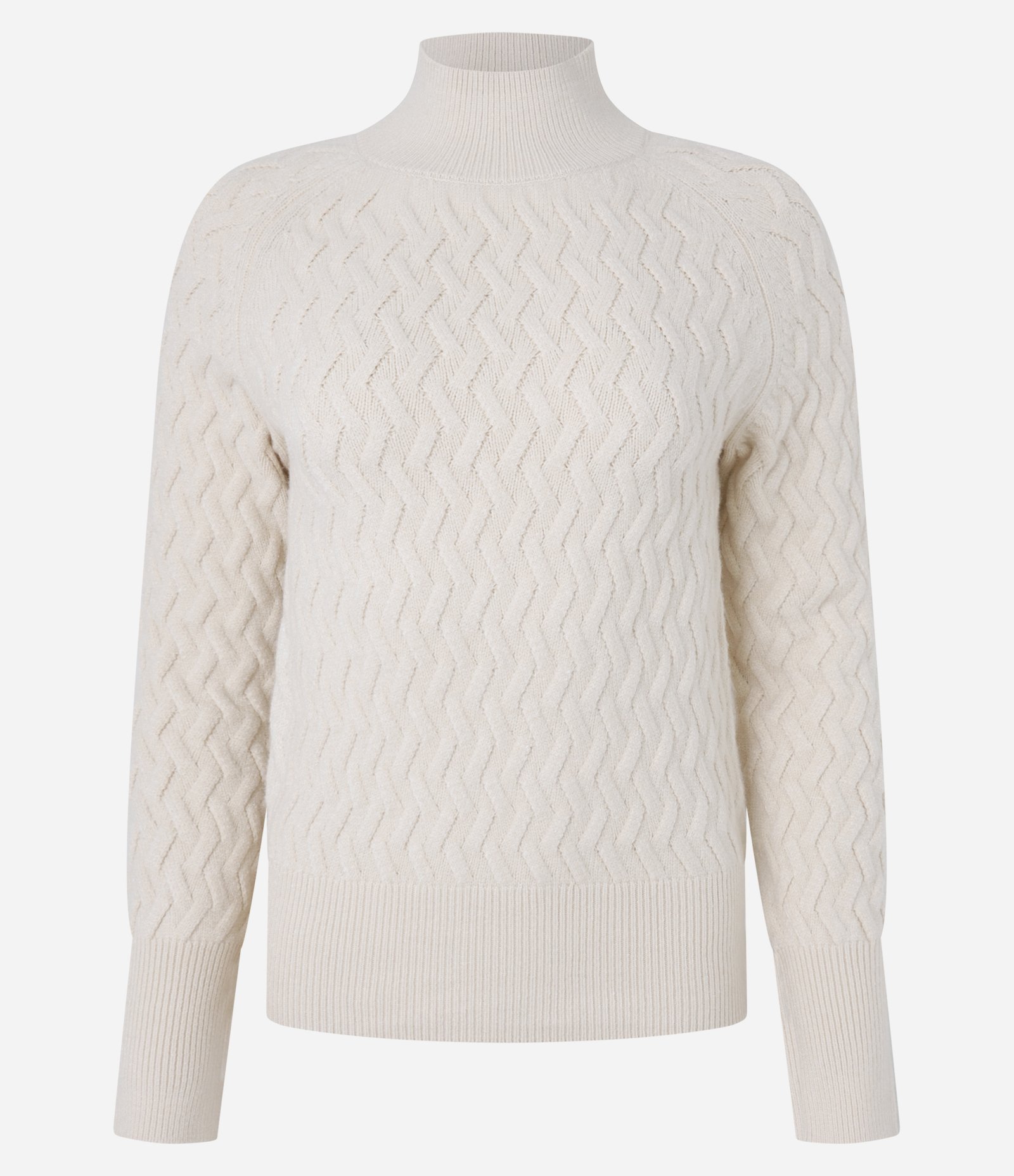 Suéter em Tricô com Textura Zig Zag Bege 5