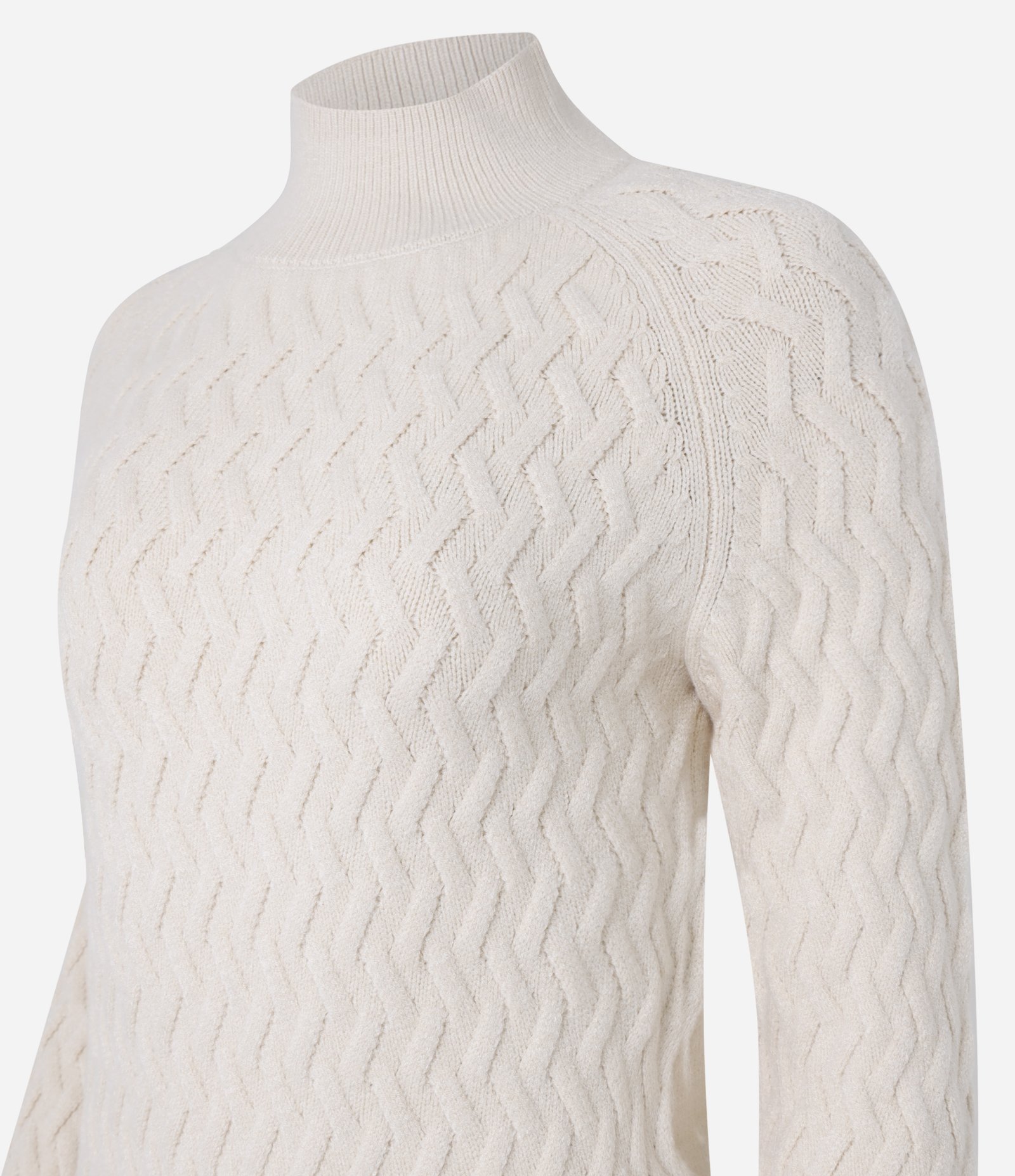 Suéter em Tricô com Textura Zig Zag Bege 6