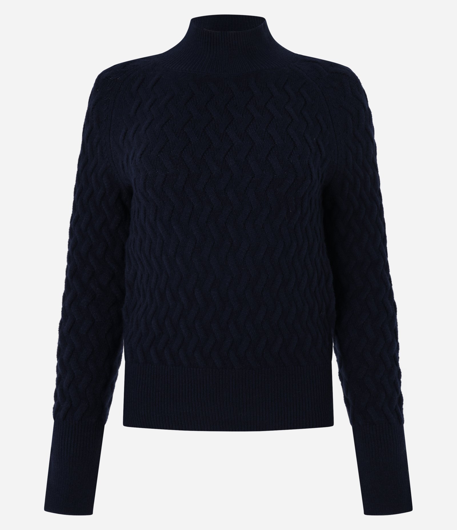 Suéter em Tricô com Textura Zig Zag Azul Escuro 5