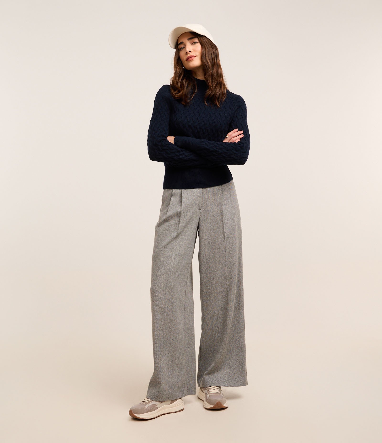 Suéter em Tricô com Textura Zig Zag Azul Escuro 2