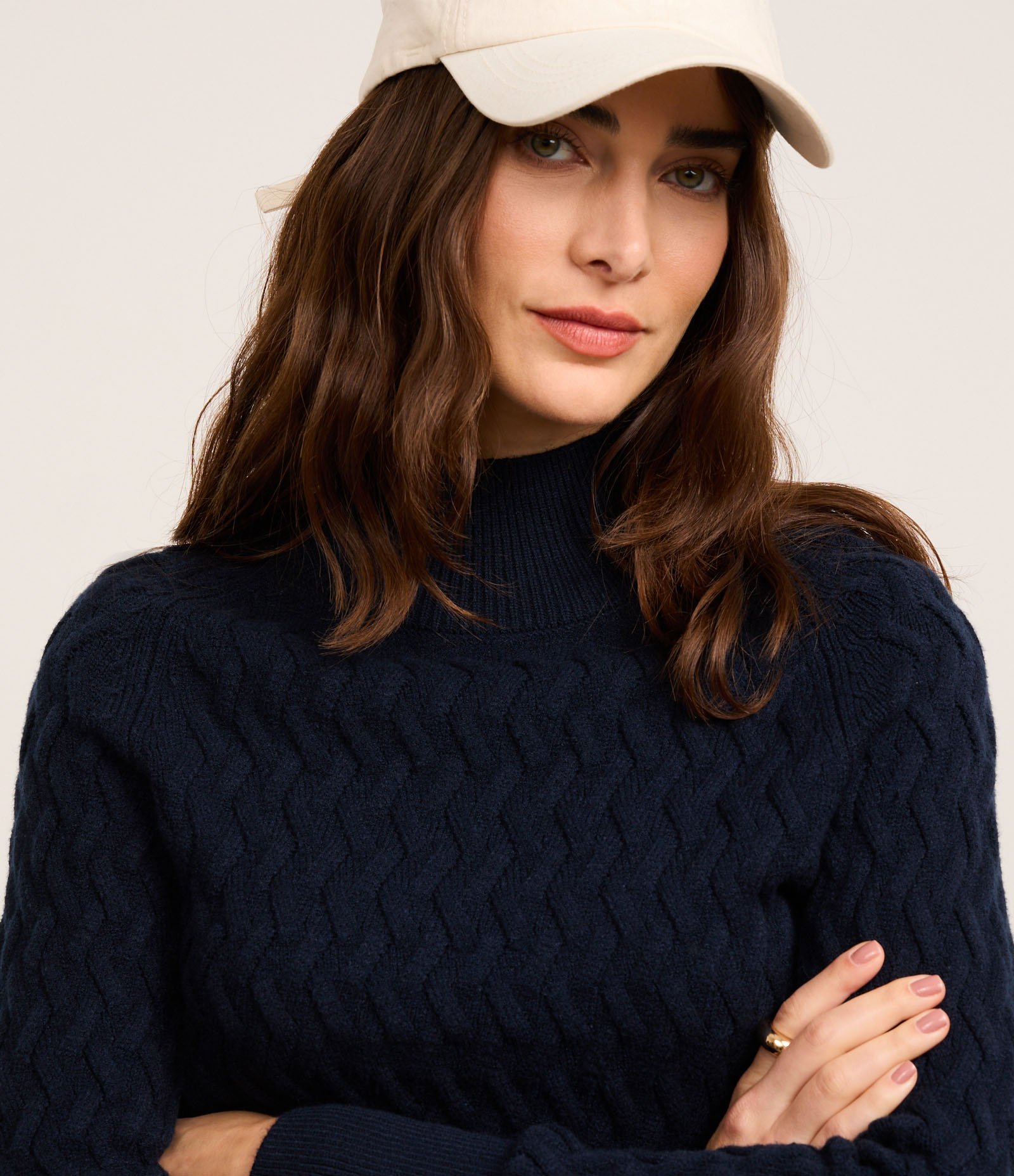 Suéter em Tricô com Textura Zig Zag Azul Escuro 3