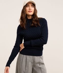 Suéter em Tricô com Textura Zig Zag