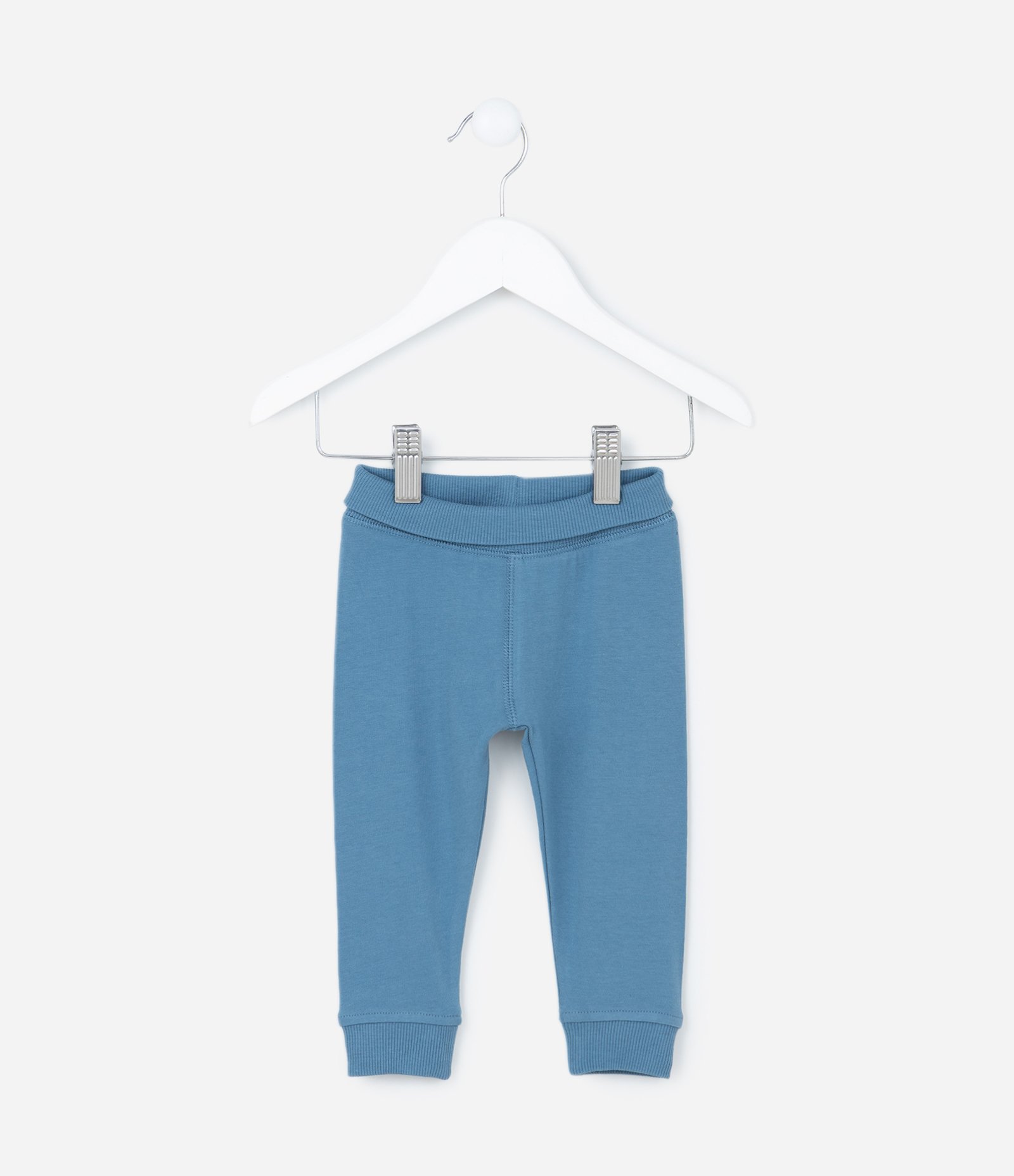 Calça Infantil com Cós Virado e Punhos Canelados - Tam RN a 18 Meses Azul 1