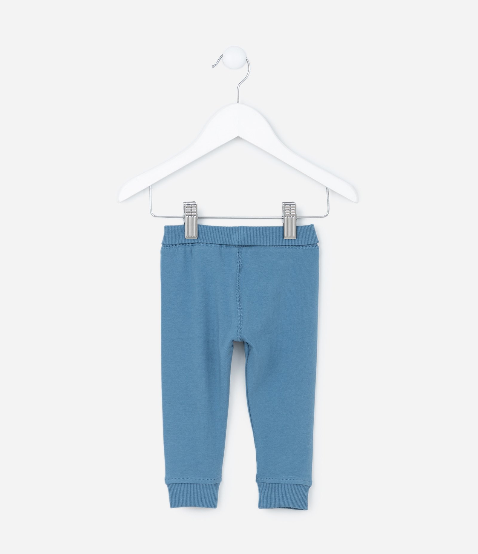 Calça Infantil com Cós Virado e Punhos Canelados - Tam RN a 18 Meses Azul 2
