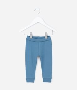 Calça Infantil com Cós Virado e Punhos Canelados - Tam RN a 18 Meses