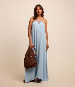 Vestido Longo Jeans com Alças em Corda