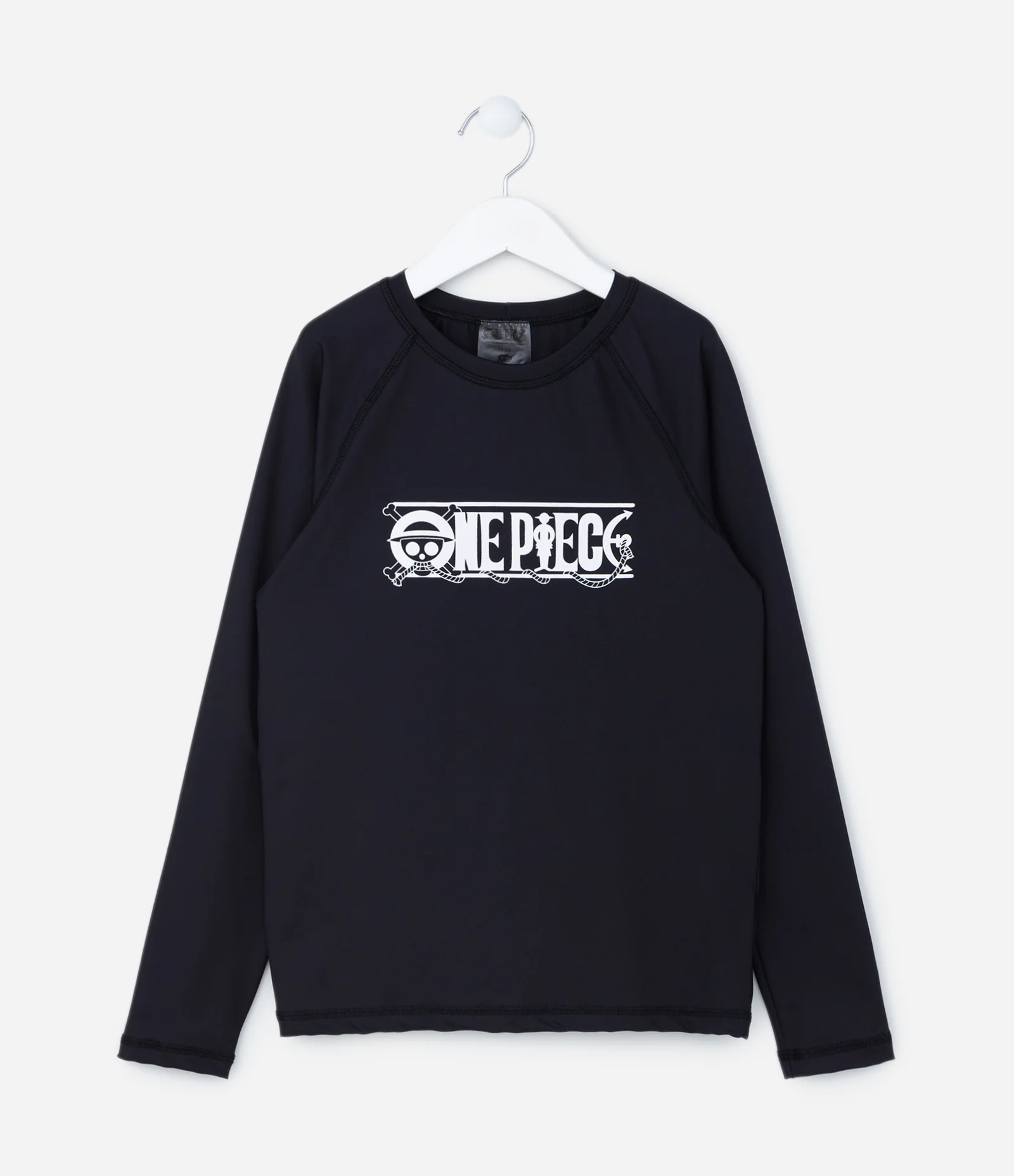 Camiseta Infantil com Proteção UV e Estampa One Piece - Tam 5 a 14 Anos Preto 1