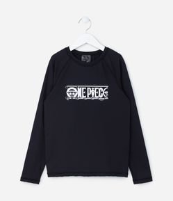 Camiseta Infantil com Proteção UV e Estampa One Piece - Tam 5 a 14 Anos