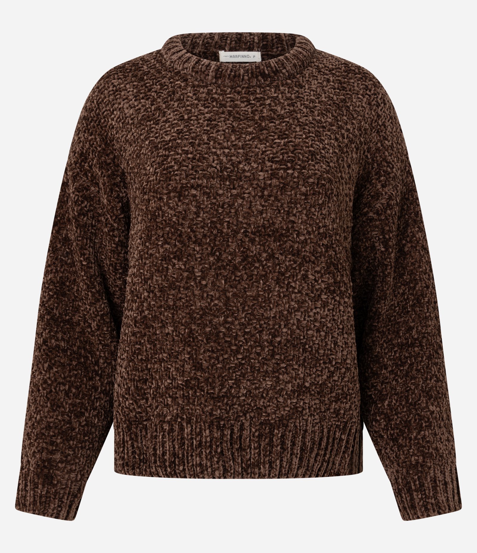 Suéter em Chenille com Gola Redonda Marrom 1