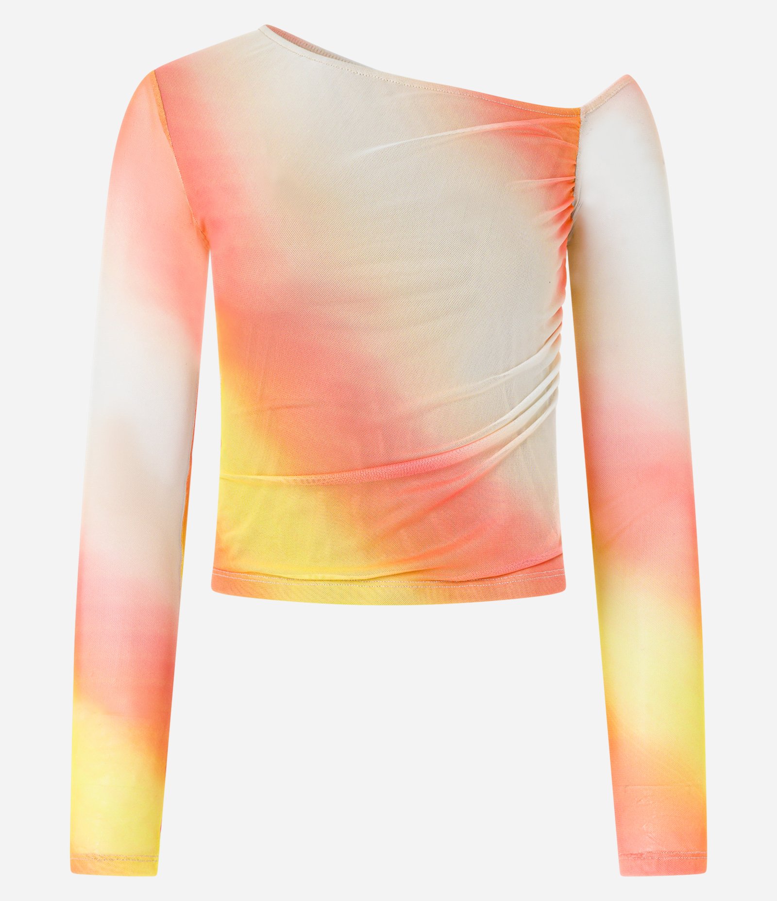 Blusa em Tule Degrade com Decote Assimétrico Multicores 4