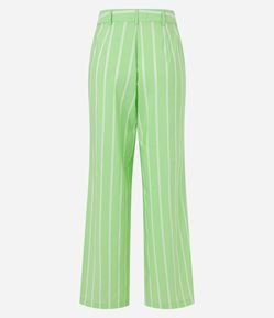 Calça Reta em Tricoline Listrada em Alfaiataria