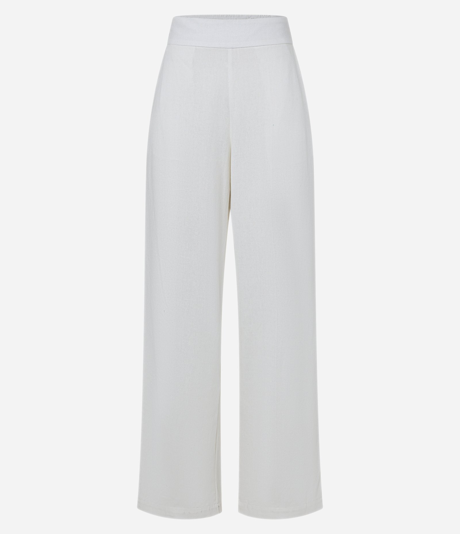 Calça Pantalona em Viscolinho com Cós Elástico Branco 6