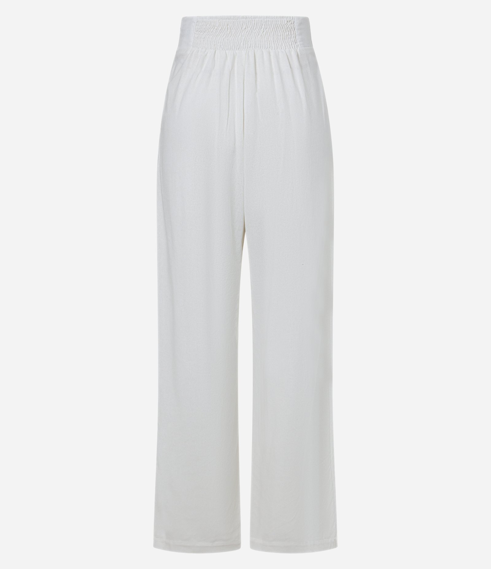 Calça Pantalona em Viscolinho com Cós Elástico Branco 7