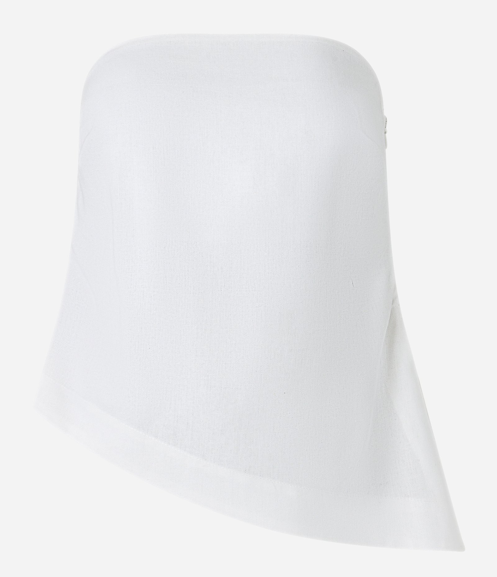 Blusa em Viscolinho Tomara que Caia e Barra Assimétrica Branco 5