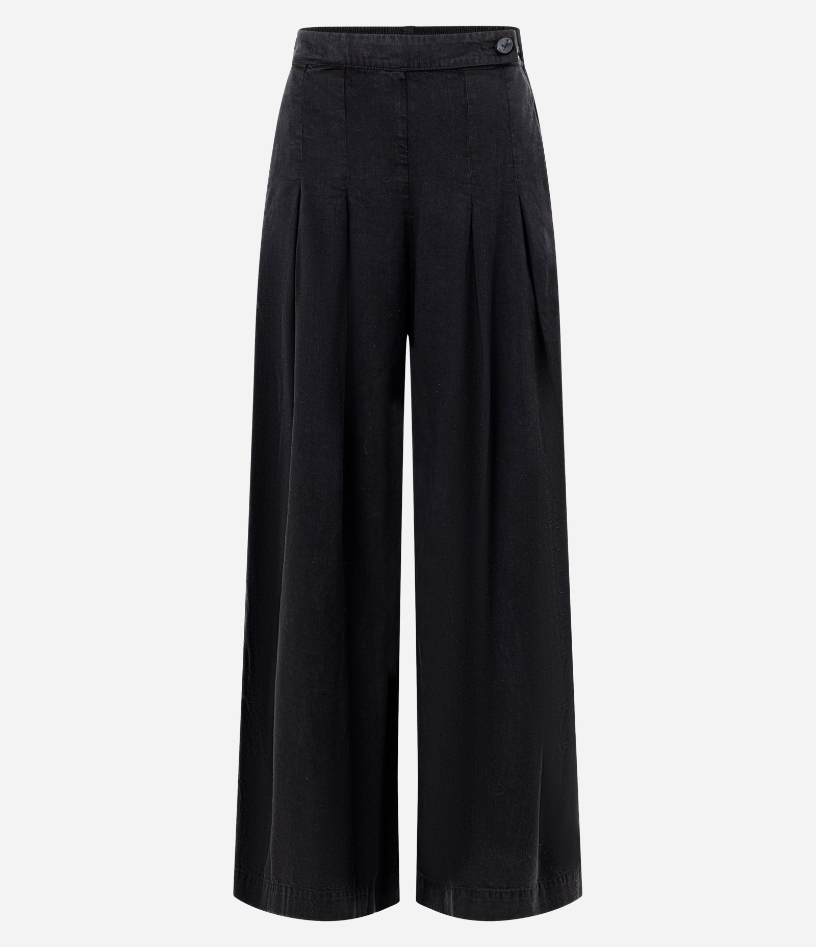 Calça Pantalona em Sarja Alfaiatada com Fechamento Deslocado Preto 5