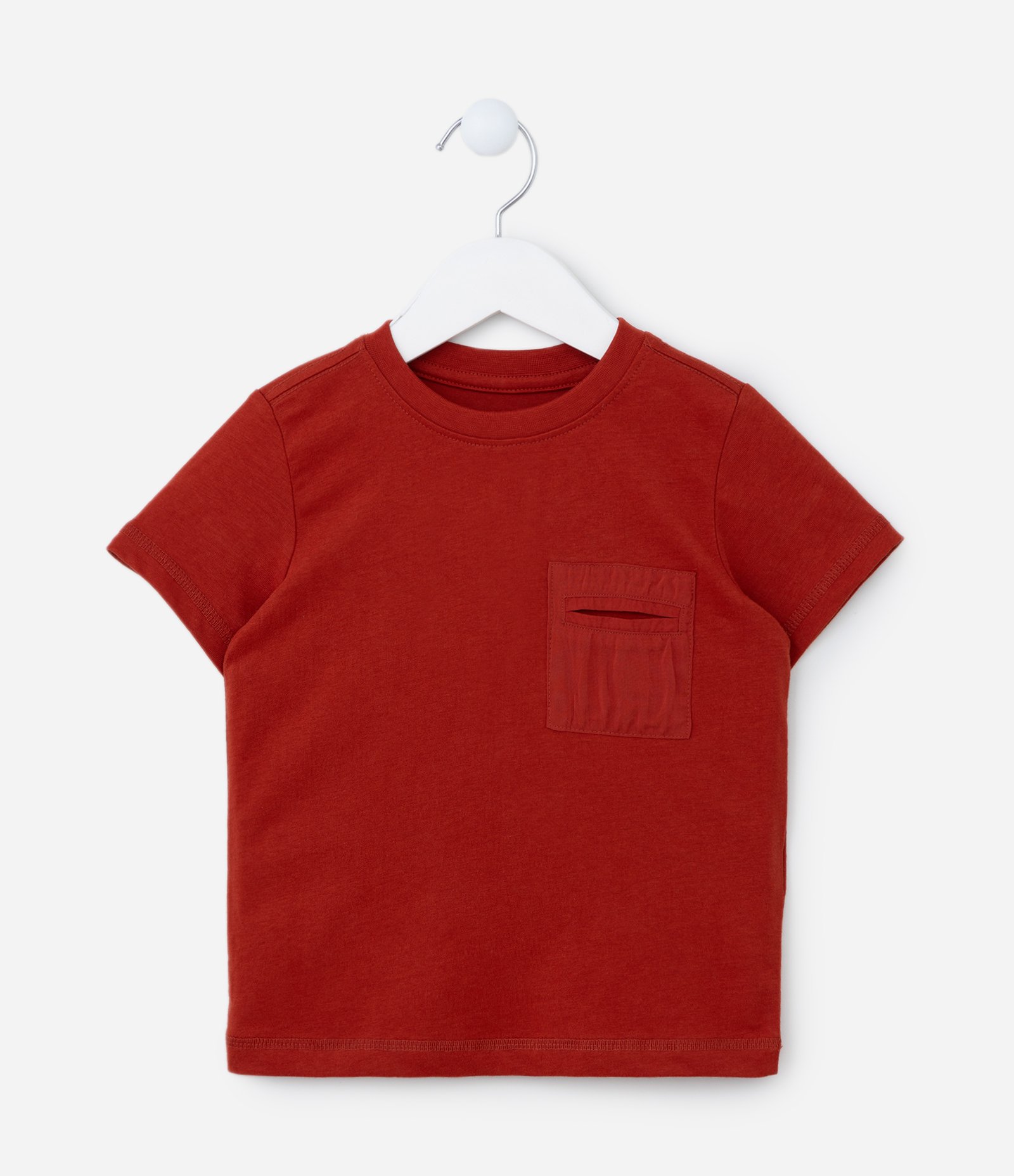 Camiseta Infantil com Bolsinho - Tam 1 a 5 Anos Vermelho 1