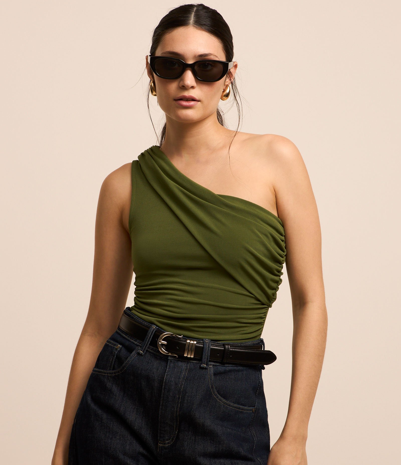 Body Ombro Só em Algodão com Franzidos Verde 1