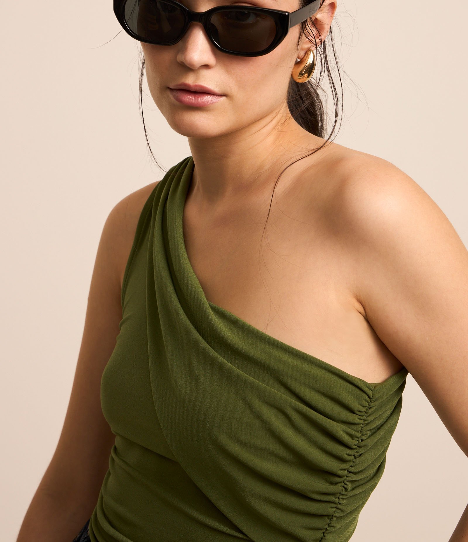 Body Ombro Só em Algodão com Franzidos Verde 3