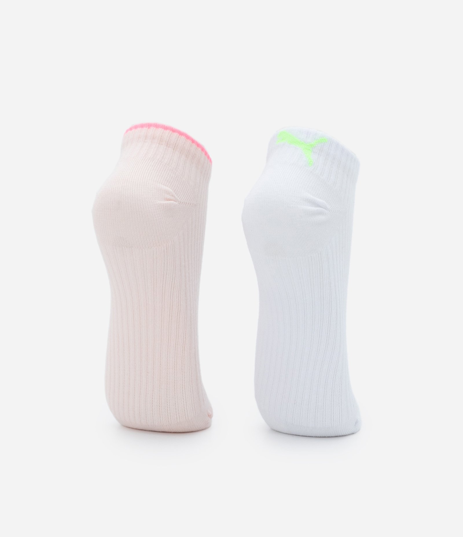 Kit 02 Meias Cano Baixo Texturizadas com Estampa Puma Branco/Rosa 3