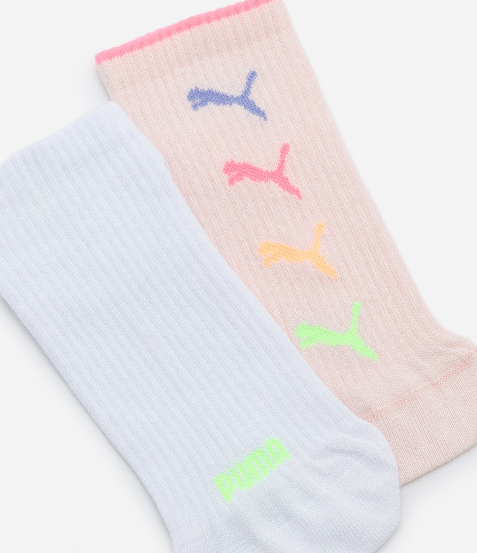 Kit 02 Meias Cano Baixo Texturizadas com Estampa Puma Branco/Rosa 4