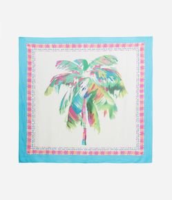 Canga Quadrada em Viscose com Estampa Floral