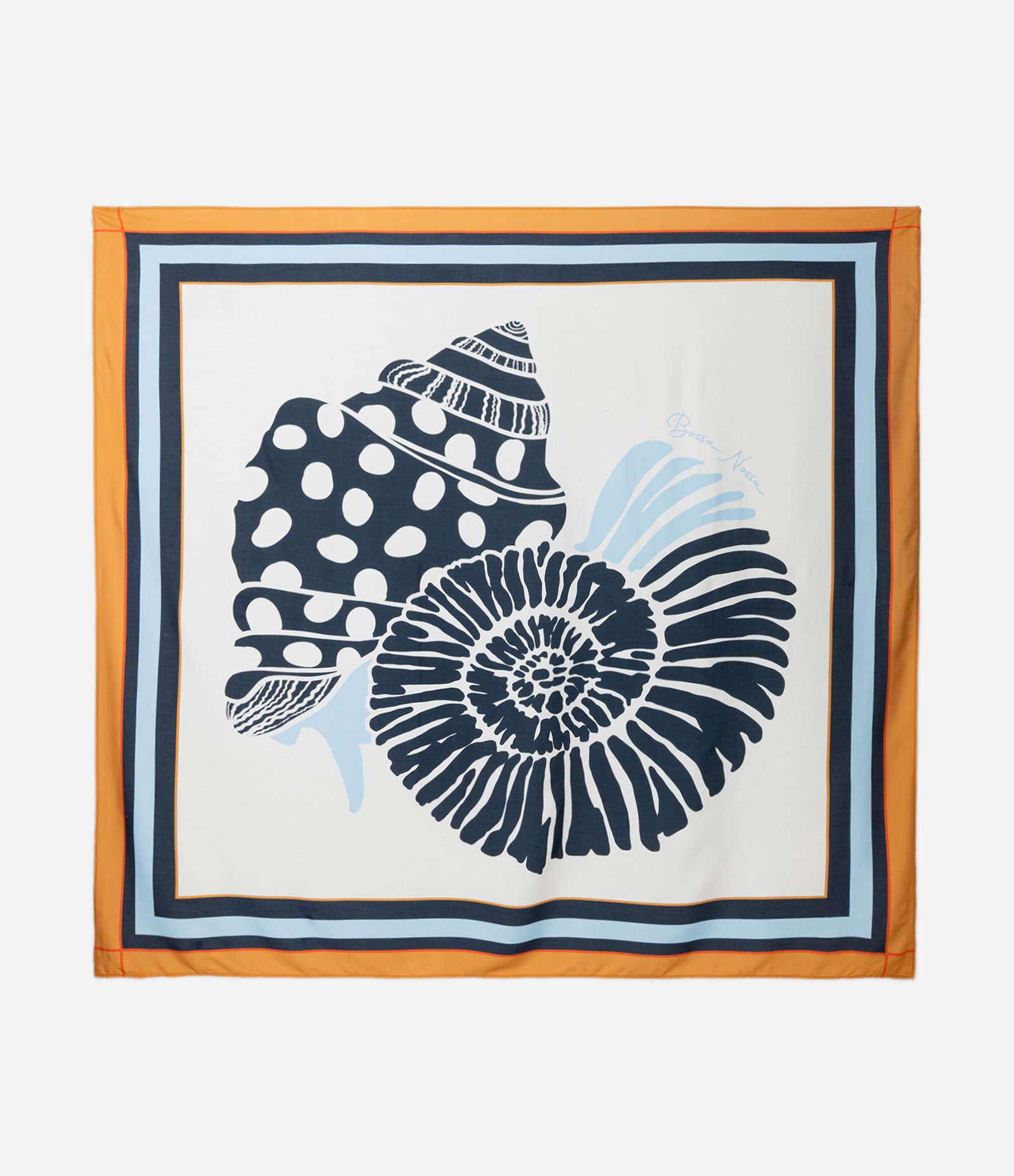 Canga em Viscose com Estampa Conchas do Mar Azul 1