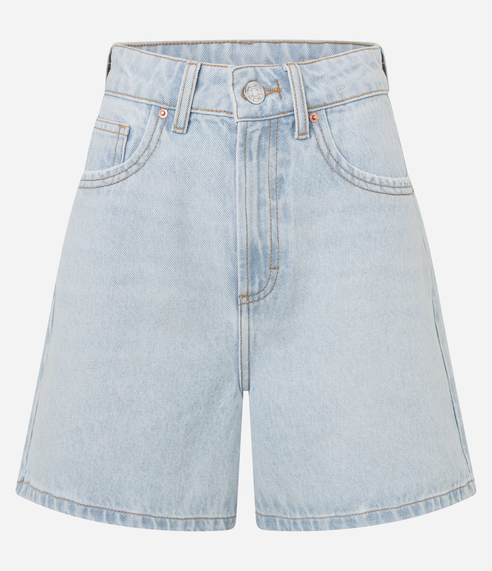 Short Mom Cintura Alta em Jeans com Bolsinhos Azul 4
