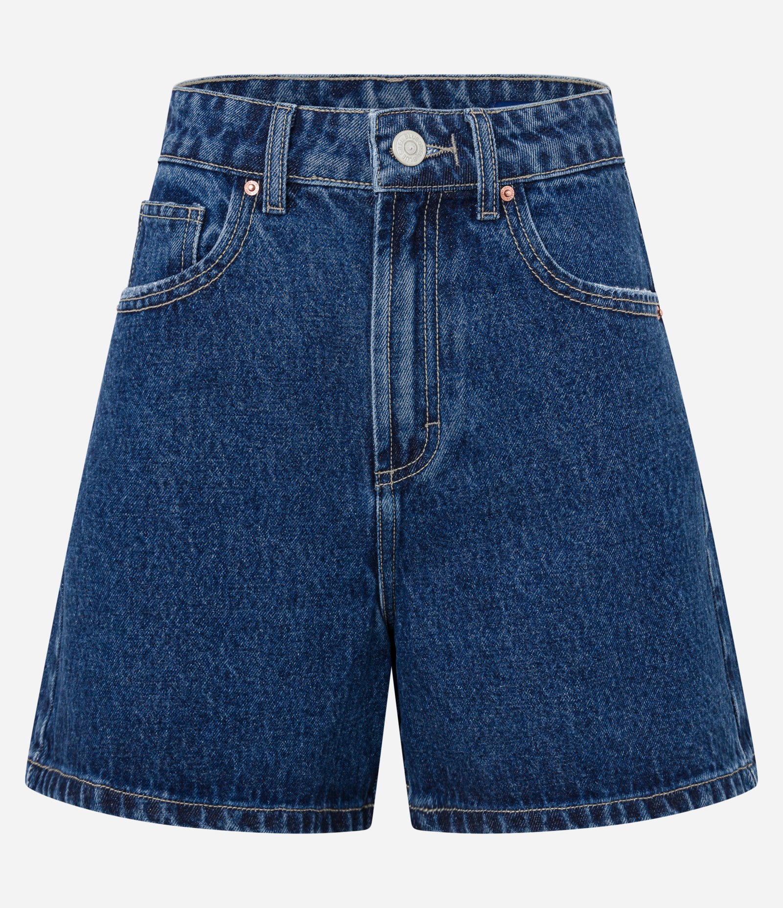 Short Mom em Jeans com Cintura Alta Azul Escuro 5