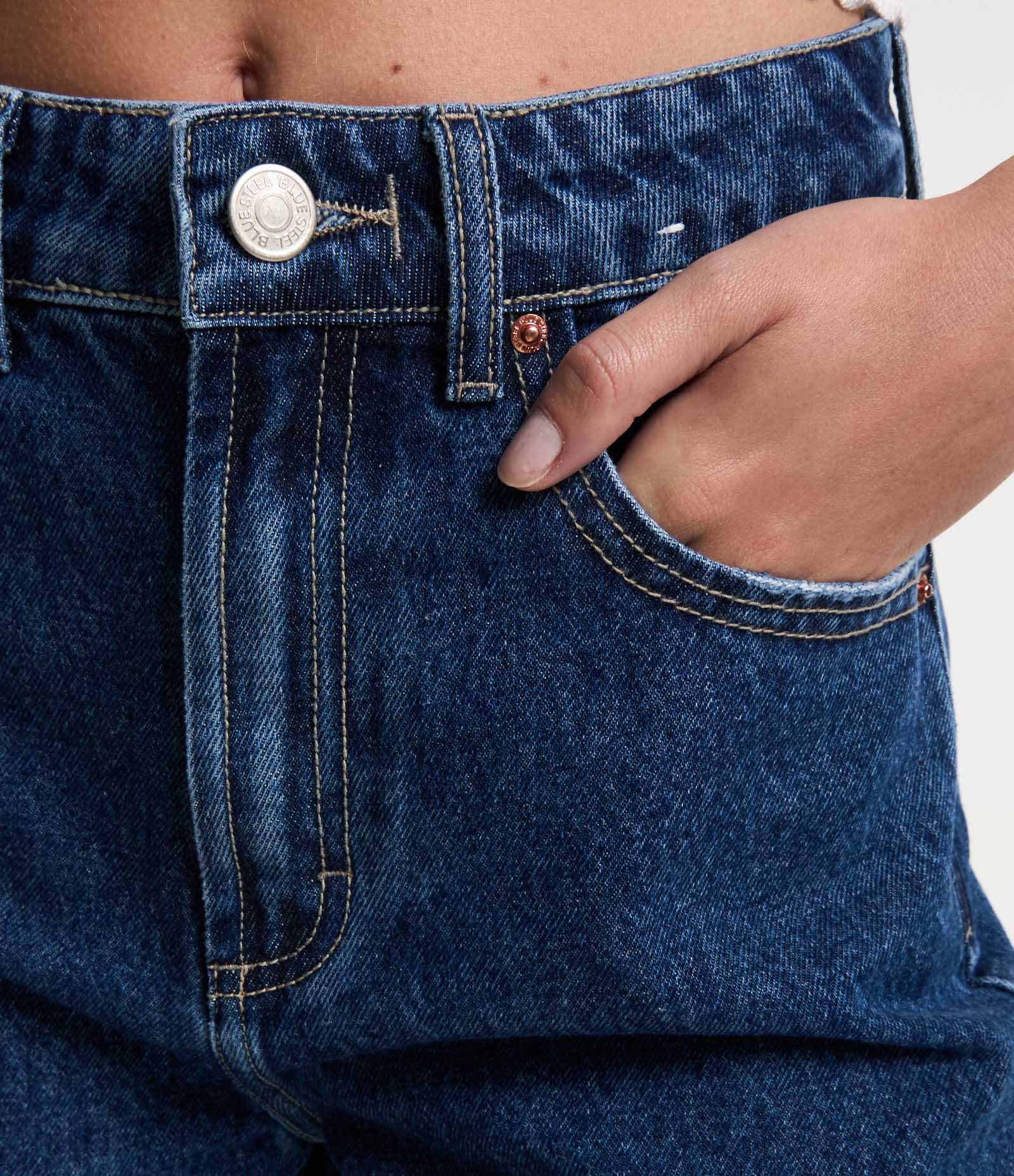 Short Mom em Jeans com Cintura Alta Azul Escuro 4