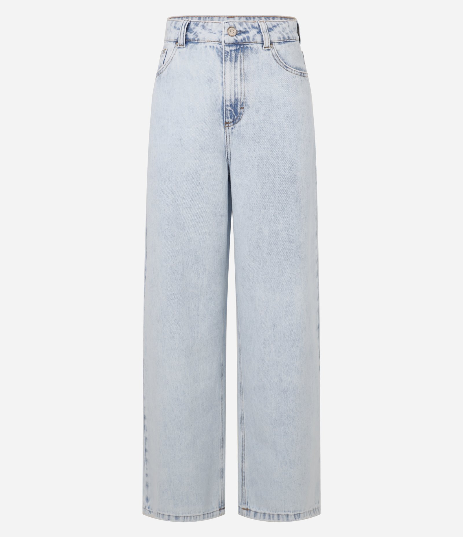 Calça Wide Leg Cintura Alta em Jeans com Bolsos Azul 5