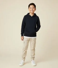 Calça Jogger Infantil com Bolsos Cargo - Tam 5 a 14 anos