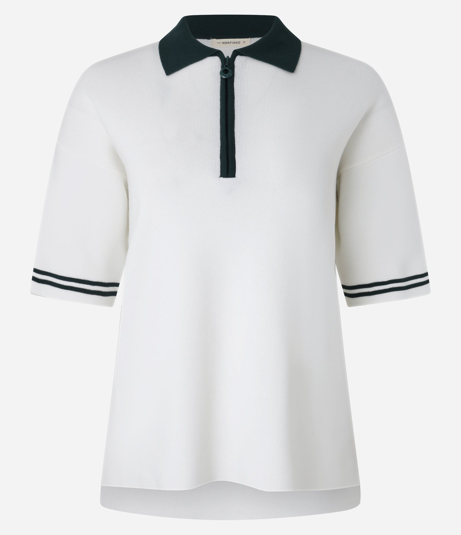 Blusa Tricot Bicolor Manga Curta Branco/ Preto 7